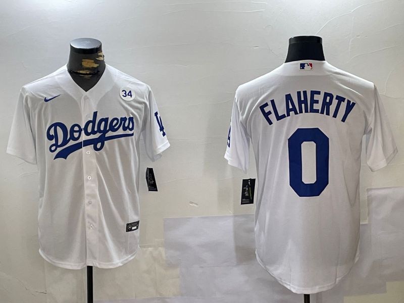 Men Los Angeles Dodgers #0 Flaherty White Game 2024 Nike MLB Jersey style 11202